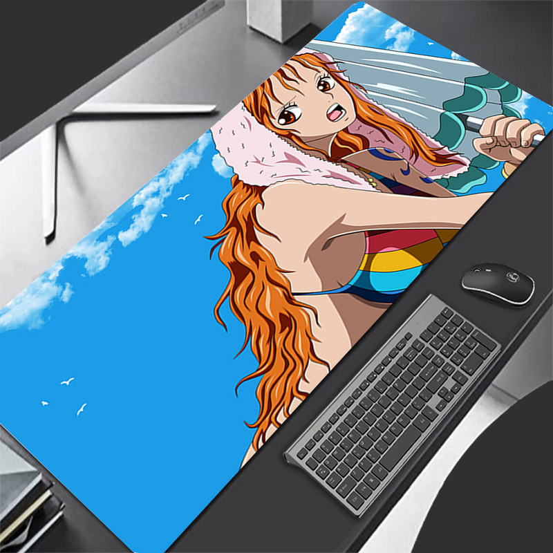 Gaming Keyboard Nearby - แผ่นรองเมาส์ลายวันพีซ ทนทาน อุปกรณ์เสริมสำหรับเล่นเกม อนิเมะ แผ่นรองโต๊ะคอมพิวเตอร์ขนาดใหญ่ XXL
