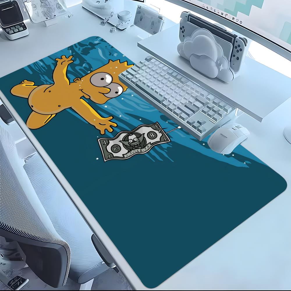 Gaming Keyboard High Ground - การ์ตูน The S-Simpsons-S แผ่นรองเมาส์ แผ่นรองเมาส์แล็ปท็อป แผ่นรองโต๊ะสำนักงานขนาดใหญ่สีดำ