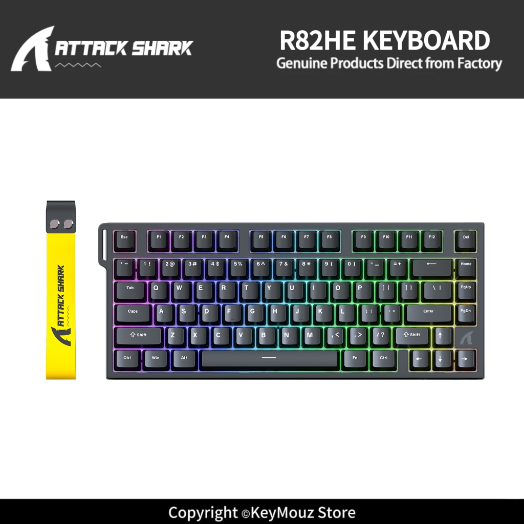 Gaming Keyboard Hot Swappable - คีย์บอร์ดแมคคานิคอลแบบมีสาย ATTACK SHARK R82HE พร้อมสวิตช์แม่เหล็กแบบ Hot-Swap