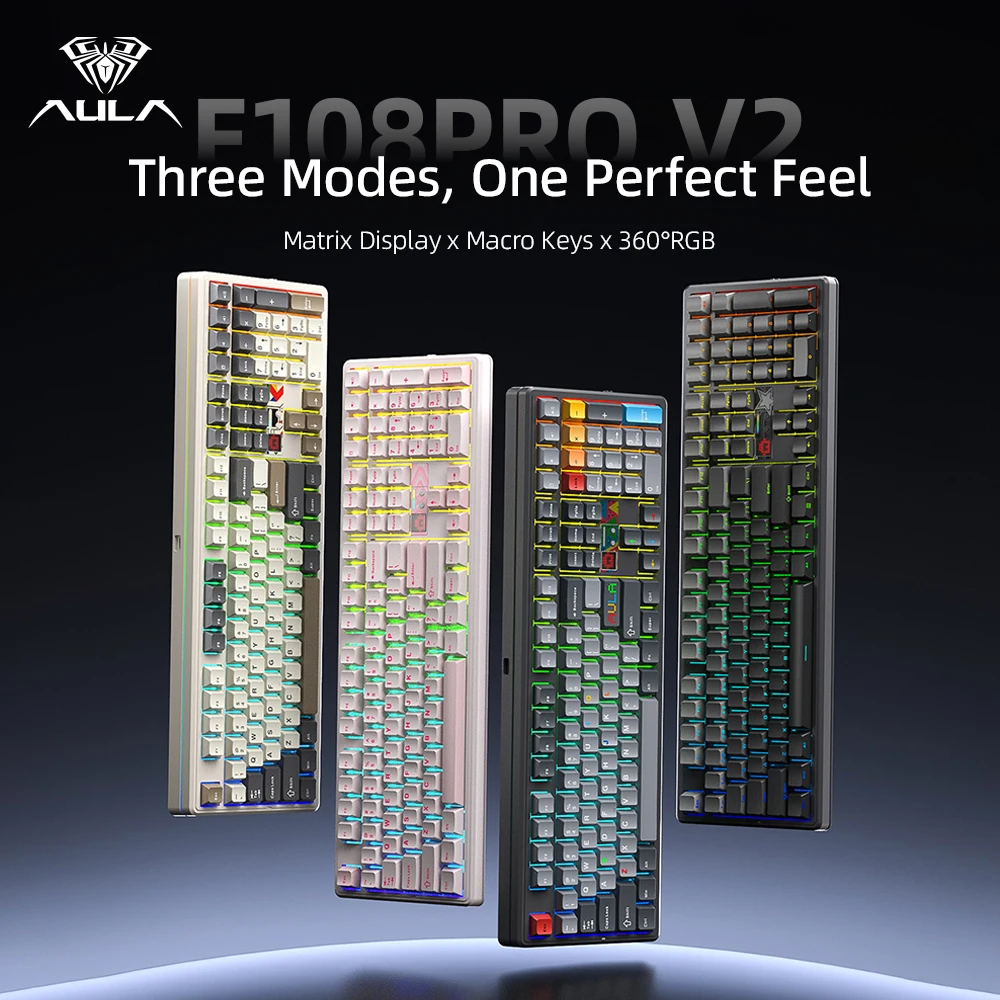 Gaming Keyboard Hot Swappable - คีย์บอร์ดเกมมิ่ง AULA F108 Pro V2 แบบกลไก