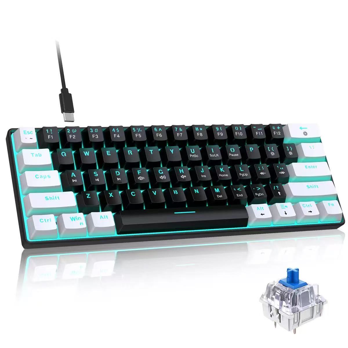 คีย์บอร์ดแบบกลไก 60% คีย์บอร์ด - Keyboard Gaming Blue Switch บทวิจารณ์และราคา