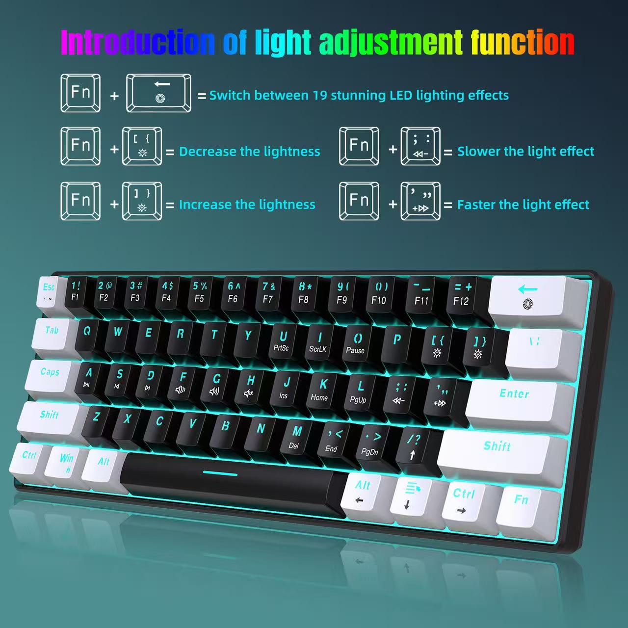 คีย์บอร์ดแบบกลไก 60% คีย์บอร์ด - Keyboard Gaming Blue Switch บทวิจารณ์และราคา