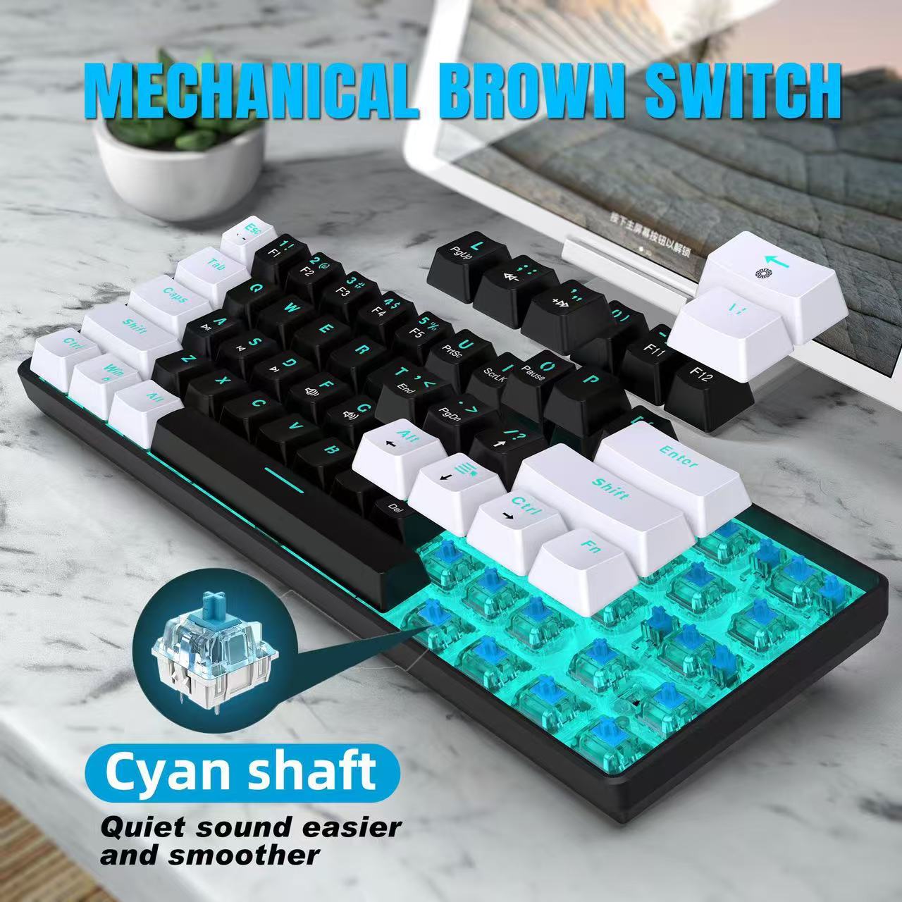 คีย์บอร์ดแบบกลไก 60% คีย์บอร์ด - Keyboard Gaming Blue Switch บทวิจารณ์และราคา