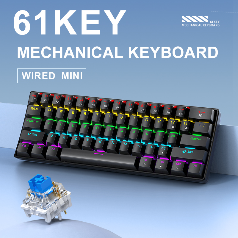 APAYADO K61 คีย์บอร์ดเกมมิ่งแบ - Keyboard Gaming Blue Switch บทวิจารณ์และราคา