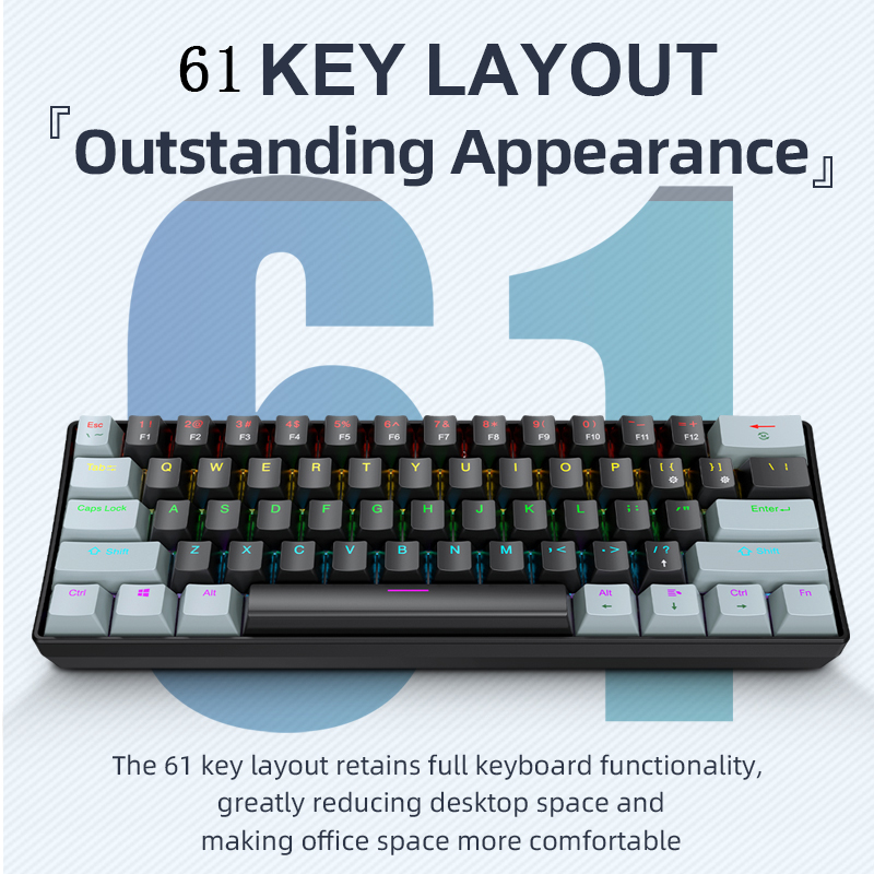 APAYADO K61 คีย์บอร์ดเกมมิ่งแบ - Keyboard Gaming Blue Switch บทวิจารณ์และราคา