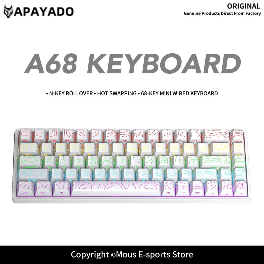APAYADO A68 คีย์บอร์ดแบบมีสายแ - Keyboard Gaming Blue Switch บทวิจารณ์และราคา