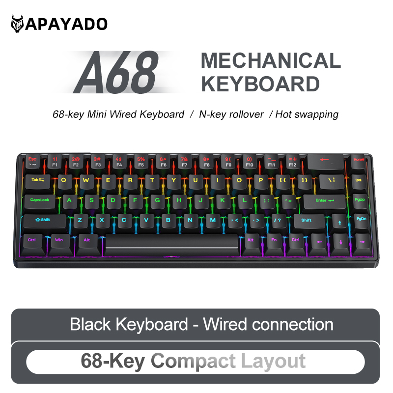 APAYADO A68 คีย์บอร์ดแบบมีสายแ - Keyboard Gaming Blue Switch บทวิจารณ์และราคา
